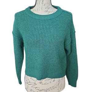 American Eagle Women's Size XS Hunter Green Ribbed Cropped Sweater